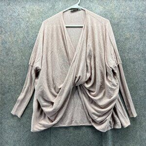 AllSaints Cardigan Sweater Women Medium Pink Draped Twist Front Lightweight